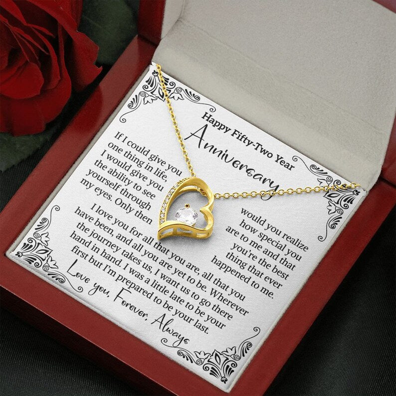 52th Anniversary Gift for Woman, Romantic gift for Her, Woman meaningful anniversary gift Forever Love Necklace