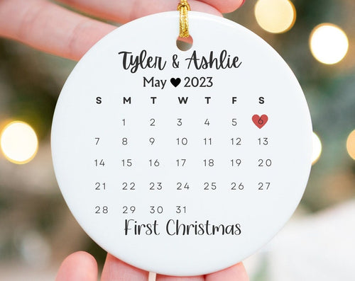 First Christmas Ornament~Couple Gift~Wedding Gift~Married Ornament~Wedding Date Ornament~Keepsake~Our First Christmas~Newlywed Gift~Keepsake