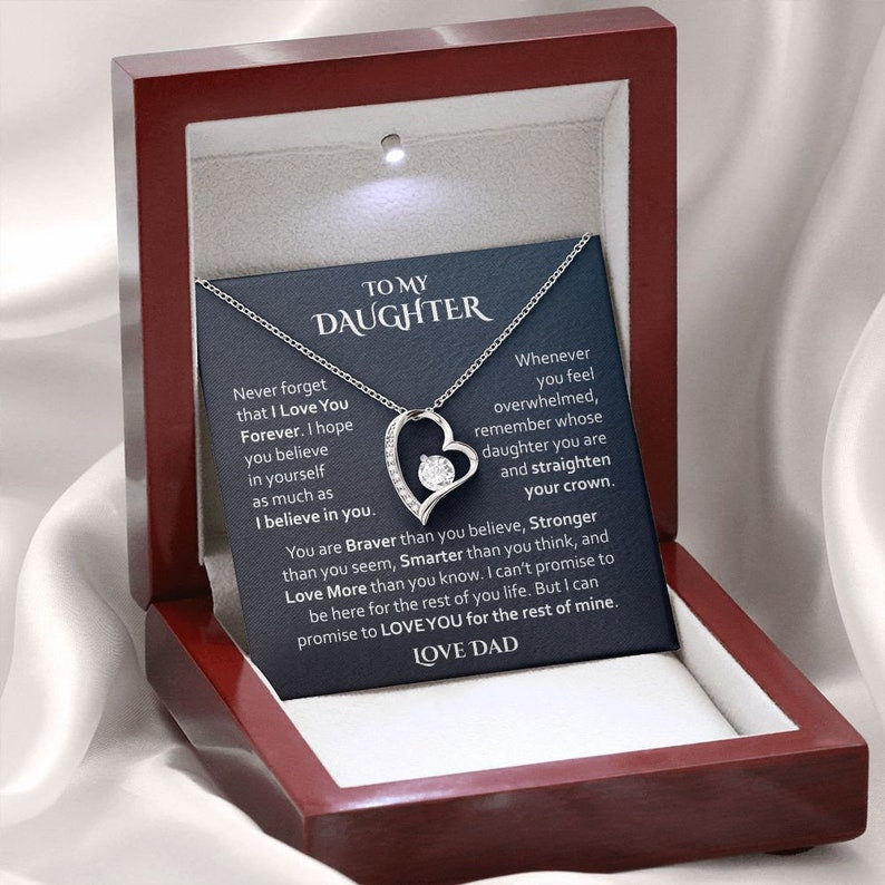 To My Daughter Necklace, Forever Love Necklace, Daughter Gift, Gift From Dad, Gift For Her, Birthday Gift