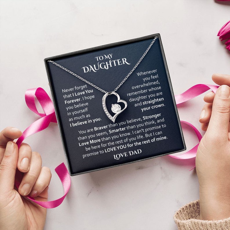 To My Daughter Necklace, Forever Love Necklace, Daughter Gift, Gift From Dad, Gift For Her, Birthday Gift
