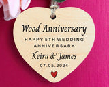 Anniversary, 5Th Wedding Anniversary Gift, Wooden Hanging Ornament, Anniversary Keepsake, 5 Year Wedding Anniversary, Personalised Gift Ceramic Ornament