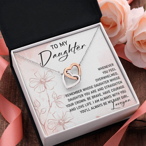 To My Daughter, Interlocking Hearts Necklace with Message Card