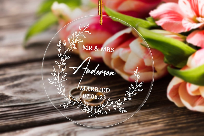 Custom Wedding Ornament Gift, Personalized Wedding Gift Ornament, Newly Married Gift Wedding Anniversary, Ornament Bridal Gift Ornament
