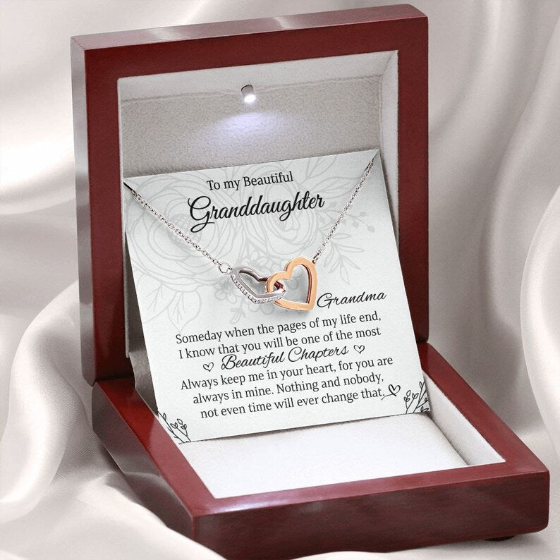 My Beautiful Granddaughter, Granddaughter Gift, Gift From Grandma, Interlocking Hearts Necklace