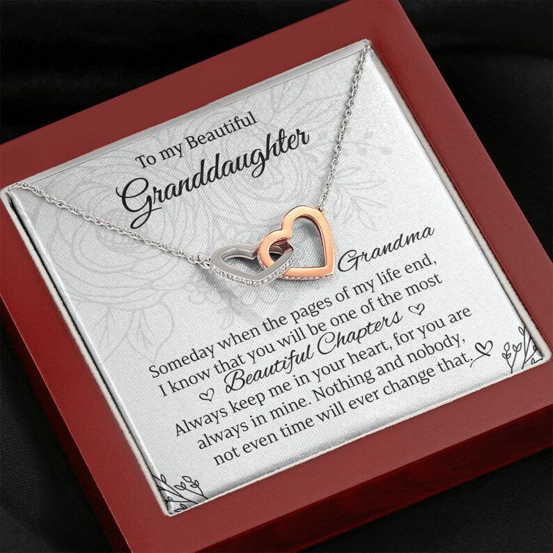 My Beautiful Granddaughter, Granddaughter Gift, Gift From Grandma, Interlocking Hearts Necklace