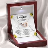 To My Daughter Jewelry Gift, Interlocking Hearts Necklace with Message Card