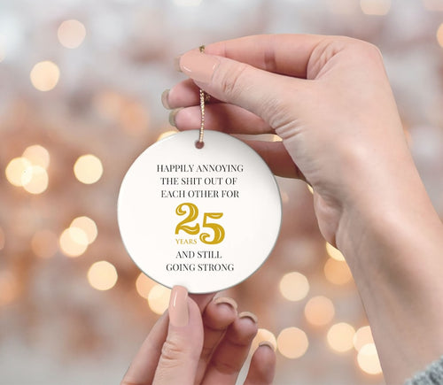 25Th Anniversary Gifts For Parents Couples Grandparents, 25Th Wedding Anniversary Ornament, Gold Anniversary, 25 Year Party Decoration