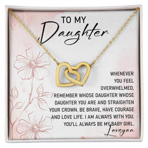 To My Daughter, Interlocking Hearts Necklace with Message Card