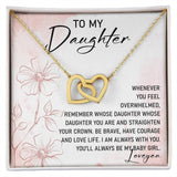 To My Daughter, Interlocking Hearts Necklace with Message Card
