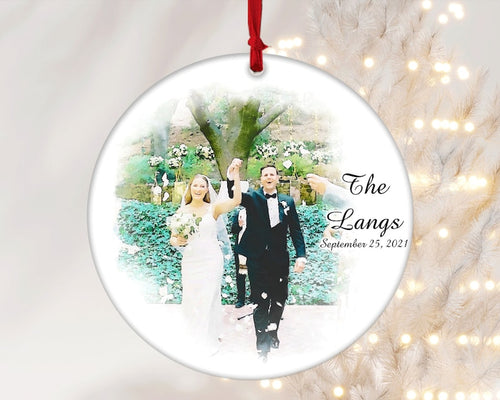 Personalized Wedding Memory Ornament, Keepsake Ornament, Watercolor Illustration, Couple Anniversary Ornament, Custom Portrait From Photo