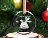 Couple Wedding Glass Ornament, Personalized Engagement Ornament, Custom Newlywed Gift, Bridal Shower Gift, Anniversary Gift, Mr And Mrs Gift