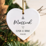 Personalized Wedding Ornament For Couple, Wedding Gifts For Couple Unique, Wedding Gift For Bride, First Christmas Married Ornament 