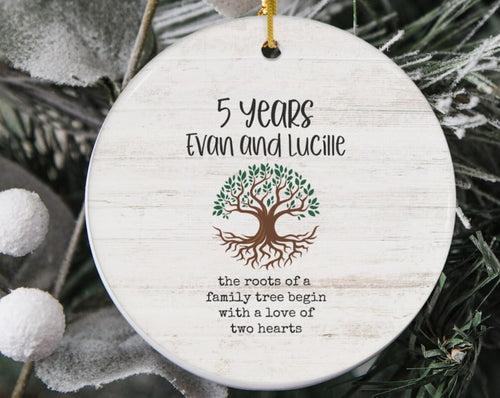 5Th Anniversary Ornament, 5Th Anniversary, Any Anniversary Year, Custom Ornament, Anniversary Ornament, Fifth Anniversary Gift, 5Th Wedding Ceramic Ornament