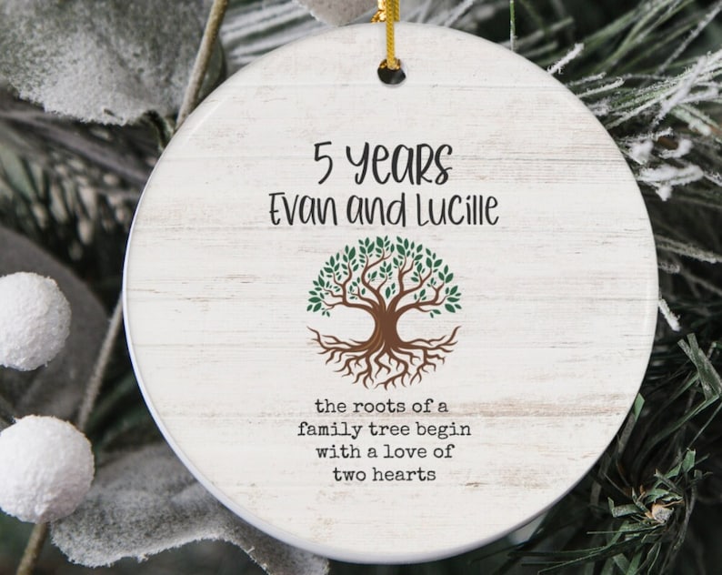 5Th Anniversary Ornament, 5Th Anniversary, Any Anniversary Year, Custom Ornament, Anniversary Ornament, Fifth Anniversary Gift, 5Th Wedding Ceramic Ornament