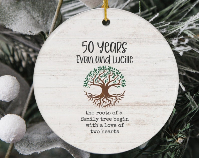 50Th Anniversary Ornament, 50Th Anniversary Gift For Parents, Personalized Wedding Anniversary Gift, 50Th Anniversary Gifts For Couples Ceramic Ornament
