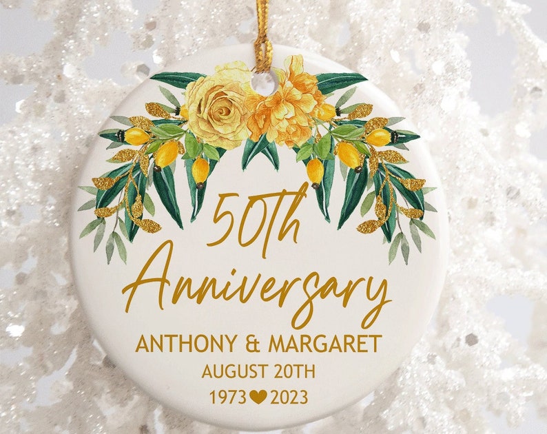 Anniversary Gift For Couple, Anniversary Ornament, Personalized Anniversary Gift, Couples Ornament, Ceramic Ornament