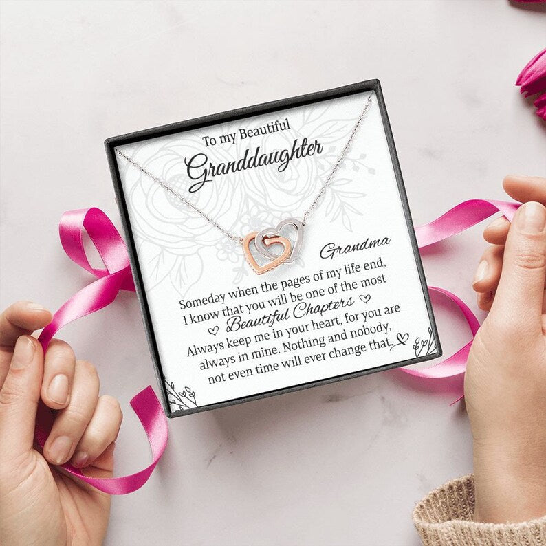 My Beautiful Granddaughter, Granddaughter Gift, Gift From Grandma, Interlocking Hearts Necklace