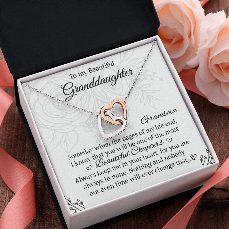 My Beautiful Granddaughter, Granddaughter Gift, Gift From Grandma, Interlocking Hearts Necklace