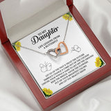 To My Daughter Jewelry Gift, Interlocking Hearts Necklace with Message Card