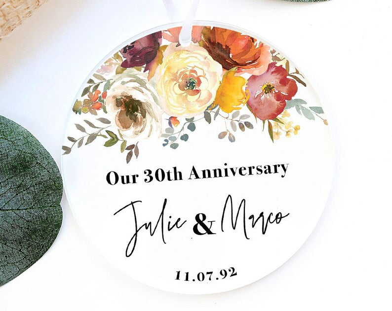 Personalized Anniversary Ornament, Ceramic Christmas Ornament, 50Th Anniversary, 20Th Anniversary, Our First Christmas, Name Couple, Mr Mrs