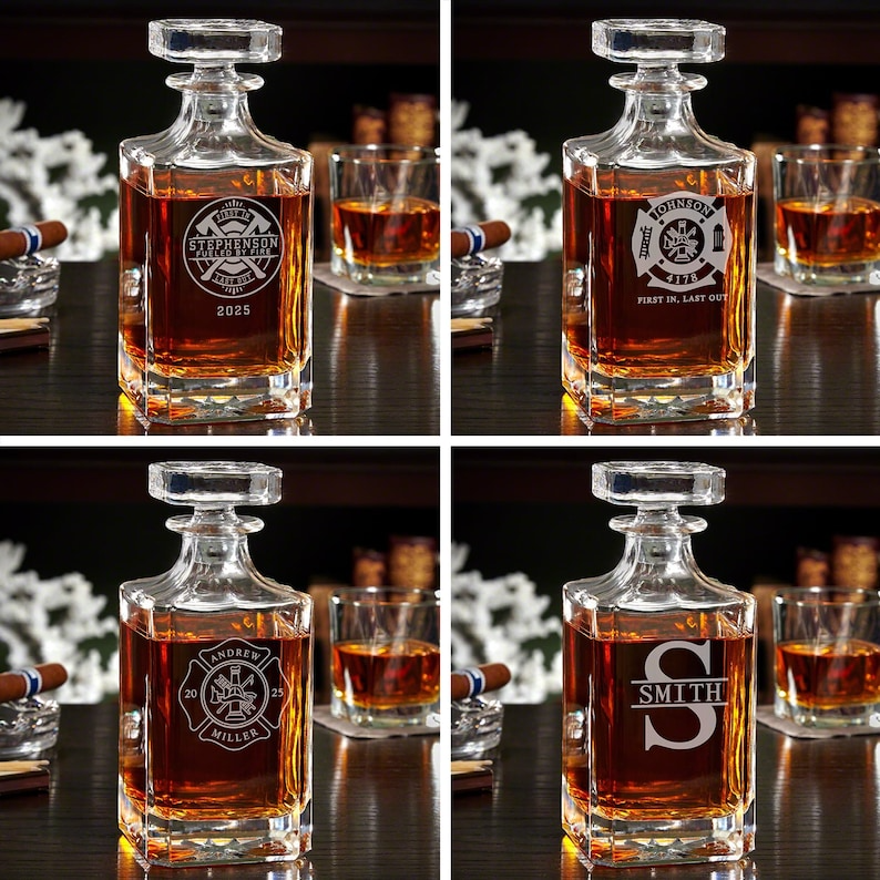 Fire & Rescue Engraved Liquor Decanter Set for Firefighters (Personalized Product)