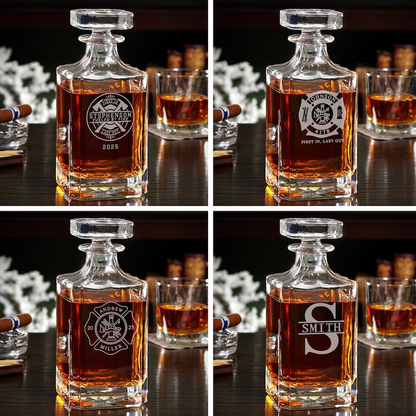 Fire & Rescue Engraved Liquor Decanter Set for Firefighters (Personalized Product)