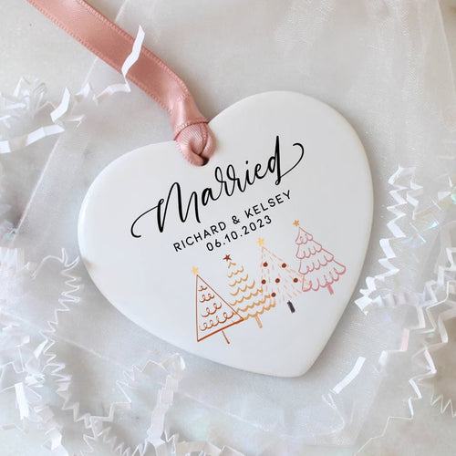 Personalized Wedding Ornament For Couple, Wedding Gifts For Couple Unique, Wedding Gift For Bride, First Christmas Married Ornament 