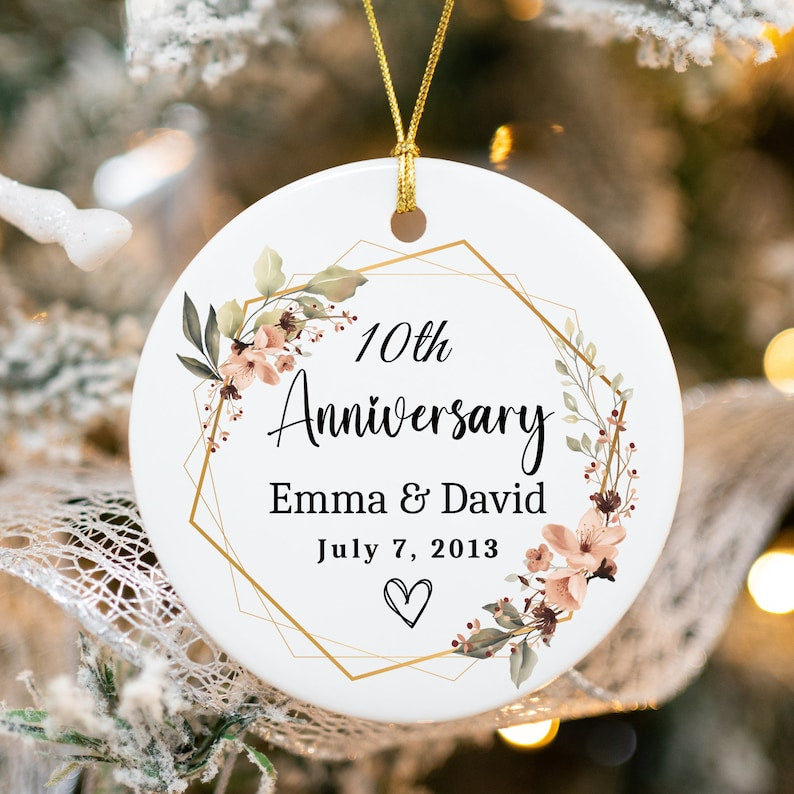 10Th Year Anniversary Gift, Anniversary Ornament, Personalized Anniversary Gift, Couples Gift, Christmas Ornament