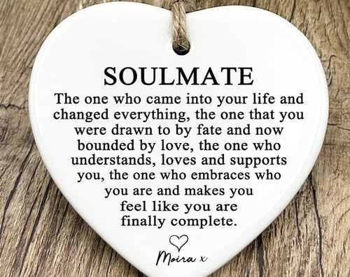 Soulmate Letterbox Gift, Anniversary Gift, Ceramic Heart Keepsake, Personalised Valentines Gift, Gift For Her, Thank You Gifts, Wedding Gift