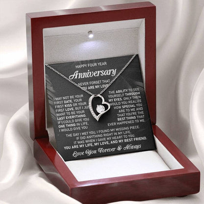 4th Wedding Anniversary Gift For Wife Flowers Anniversary Gift Forth Anniversary Gift 4 Year Anniversary Gift For Her Forever Love Necklace