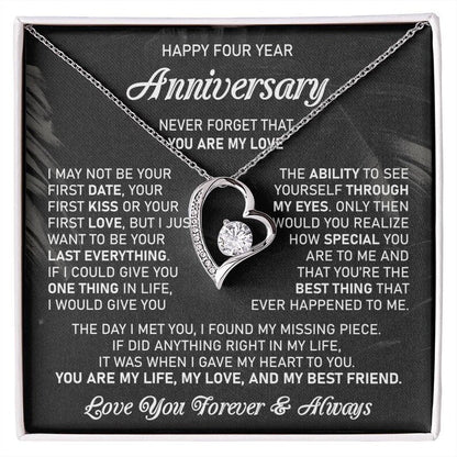 4th Wedding Anniversary Gift For Wife Flowers Anniversary Gift Forth Anniversary Gift 4 Year Anniversary Gift For Her Forever Love Necklace
