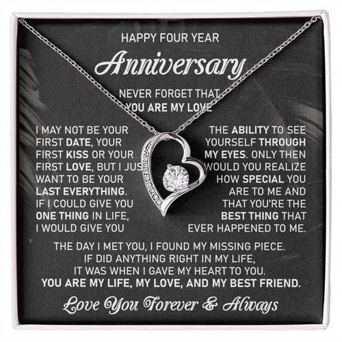 4th Wedding Anniversary Gift For Wife Flowers Anniversary Gift Forth Anniversary Gift 4 Year Anniversary Gift For Her Forever Love Necklace