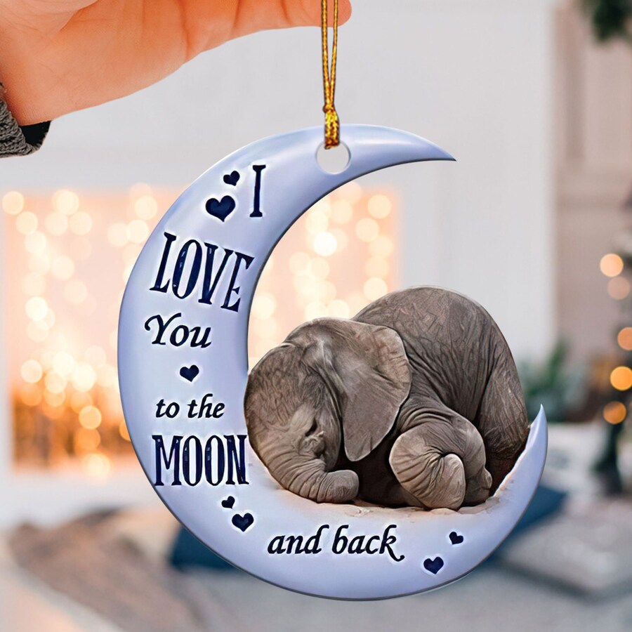Elephant I Love You to The Moon and Back Rear View Mirror Car Accessories, Rearview Mirror Charm, Ornament, Home Decor
