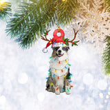 Australian Shepherd Christmas Reindeer Ornament, Dog Lover Gifts, Christmas Tree Ornament, Home Decor Plastic Ornament