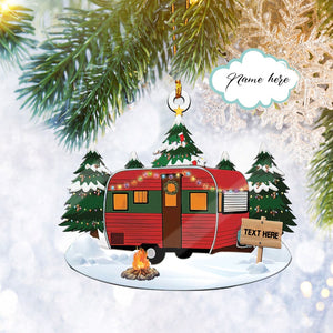 Custom Camping Camper Flat 2D Ornament, Camping Lover Gift, Christmas Tree Ornament, Home Decor Plastic Ornament