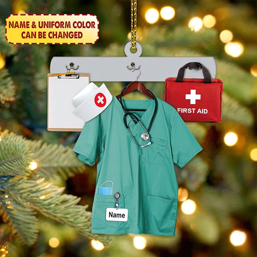 Personalized Nurse Uniform Flat Ornament, Nurse Graduation Gift, Nurse Gift, School Nurse Ornament Christmas Gift For Nurse