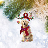 Golden Retriever Reindeer Christmas Ornament, Dog Pet Lover Gifts, Christmas Tree Ornament, Home Decor Plastic Ornament