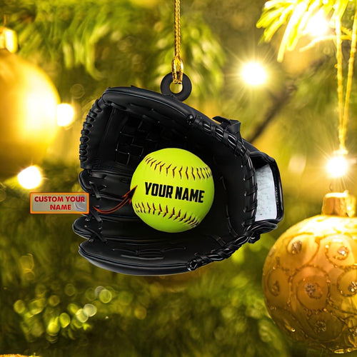 Softball Gloves Ornament Custom, Softbal Ornament, Softball Gloves Flat Ornament Christmas Gift Softball Lover