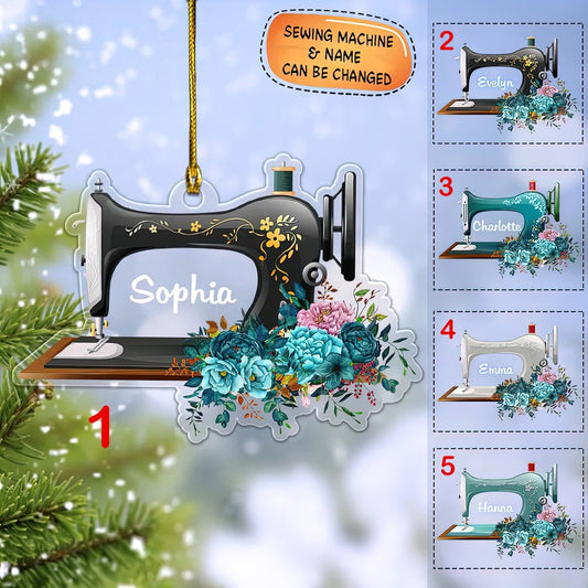 Personalized Sewing Machine Flat Ornament, Sewing Ornament, Sewing Christmas Gift For Sewing Lover Quilter Gift