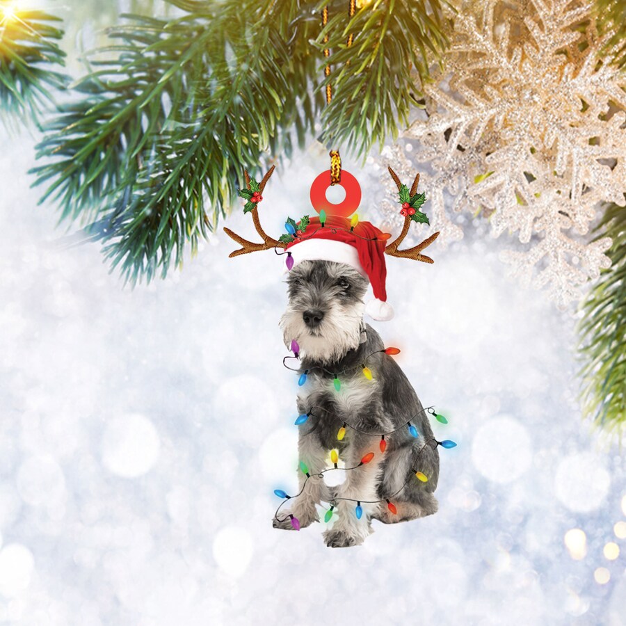 Miniature Schnauzer Christmas Reindeer Ornament, Dog Lover Gifts, Christmas Tree Ornament, Home Decor Plastic Ornament