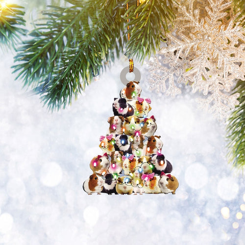 Guinea Pig Christmas Pine Tree Ornament Flat 2D, Animal Lover Gifts, Christmas Tree Ornament, Home Decor