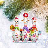 Bowling With String Lights Flat 2D Ornament, Sports Christmas Gifts, Christmas Tree Ornament, Home Decor