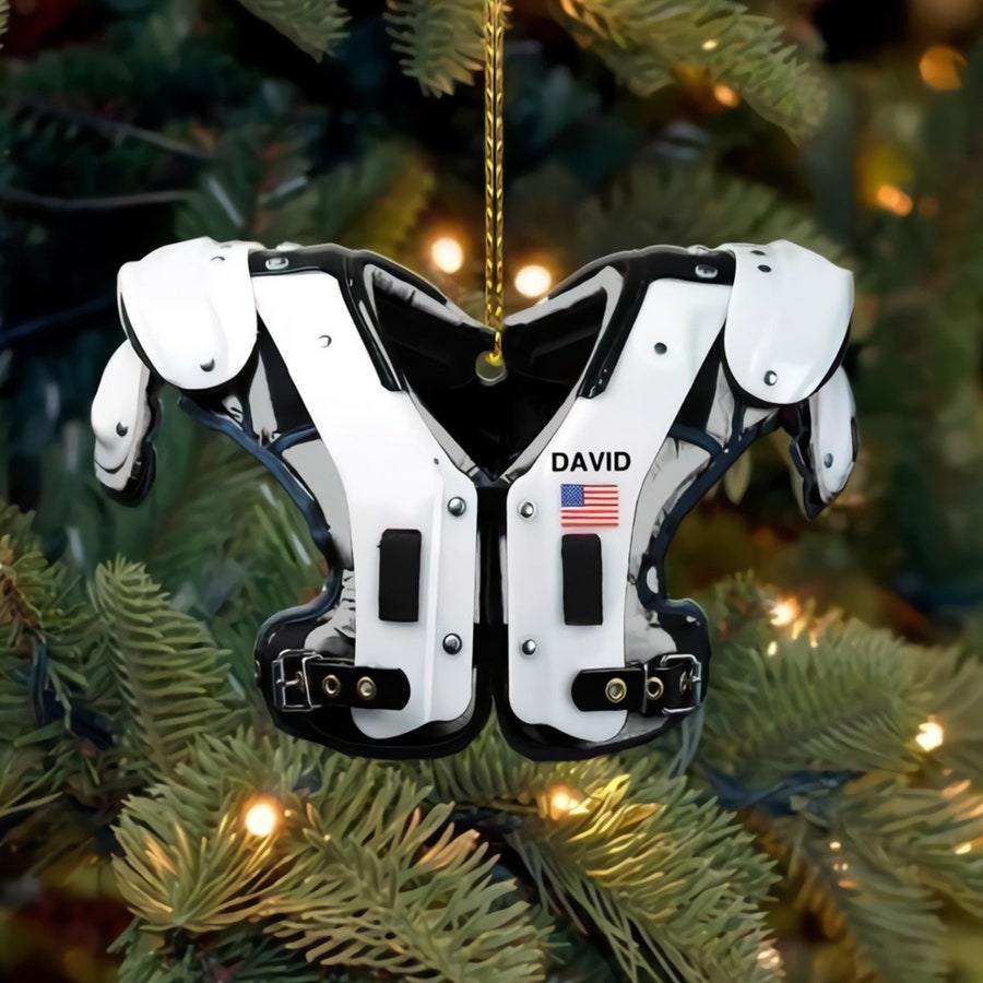 American Football Shoulder Pads Ornament, Personalized Football Ornament, Football Lover Gift, Football Christmas Gift Not 3D Product