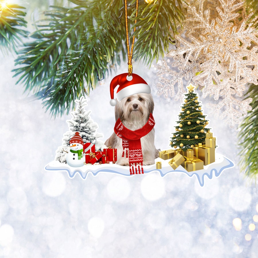 Shih Tzu Santa Christmas Tree Ornament Flat 2D, Pet Dog Lover Gifts, Christmas Tree Ornament, Home Decor