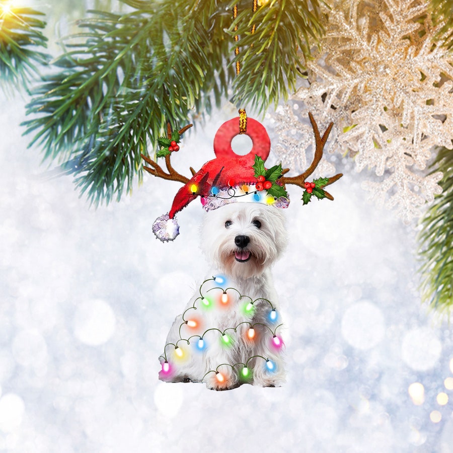 West Highland White Terrier Westie Dog Christmas Light Reindeer Ornament, Christmas Tree Ornament, Home Decor