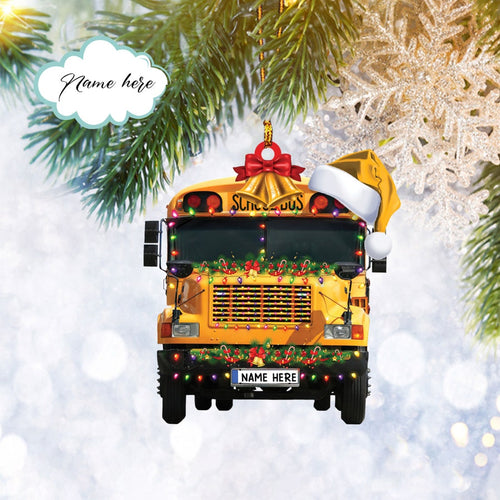 Custom School Bus FLAT 2D Christmas Ornament, Bus Driver Gifts, Christmas Tree Ornament, Home Decor Plastic Ornament