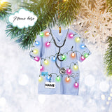 Custom Nurse Scrub Uniform With Christmas Light Flat 2D Ornament, Christmas Tree Ornament, Home Decor Plastic Ornament