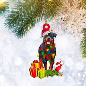 Rottweiler Christmas Reindeer Flat 2D Ornament, Dog Lover Gifts, Christmas Tree Ornament, Home Decor Plastic Ornament