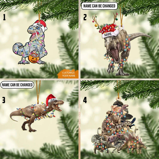 Personalized Dinosaur Christmas Ornament, Dinosaur Flat Ornament, Boys Ornament 2022 Gift, Dinosaur T Rex Ornament Gift