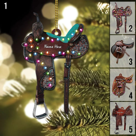 Personalized Horse Saddle Flat Ornament, Riding Horse Ornament, Christmas Gift For Horse Lovers Not 3D Product